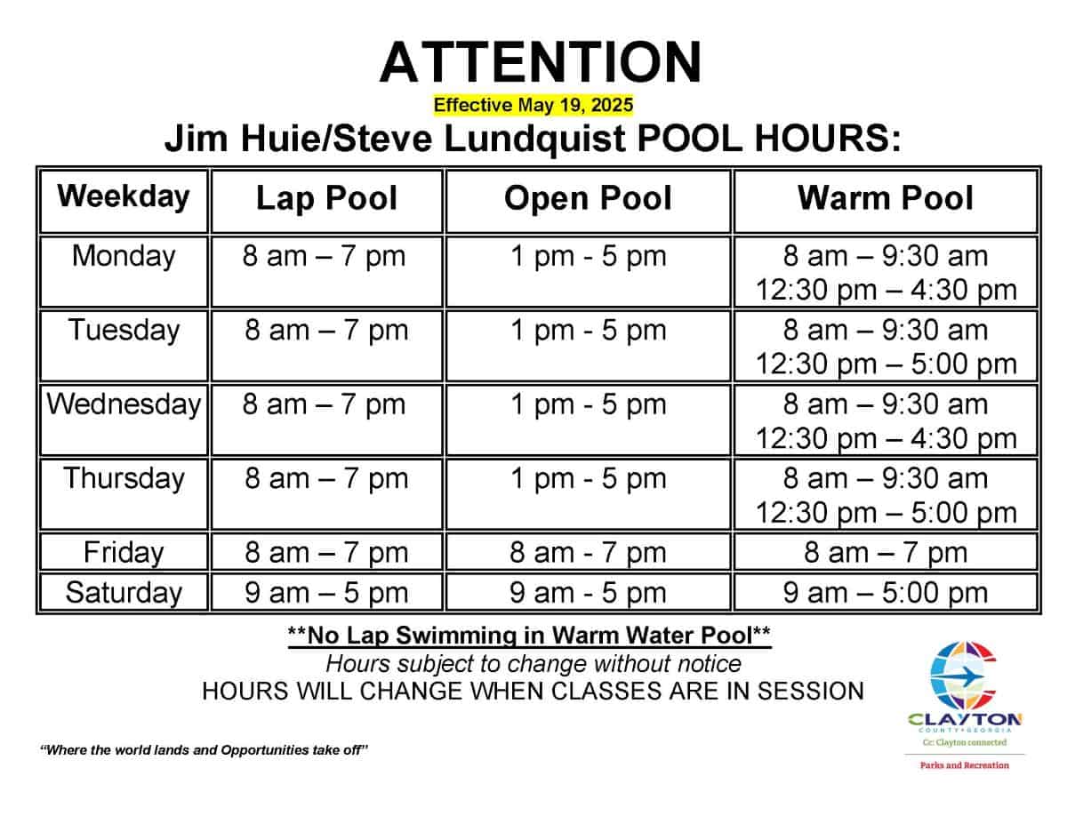 Jim Huie Pool Hour2 schedule May 9th 2025