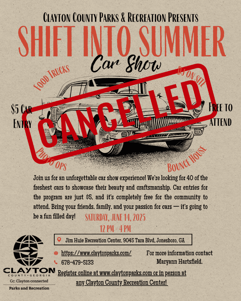 Summer Car Show Flyer, Saturday June 14, 2025 at Jim Huie Recreation Center