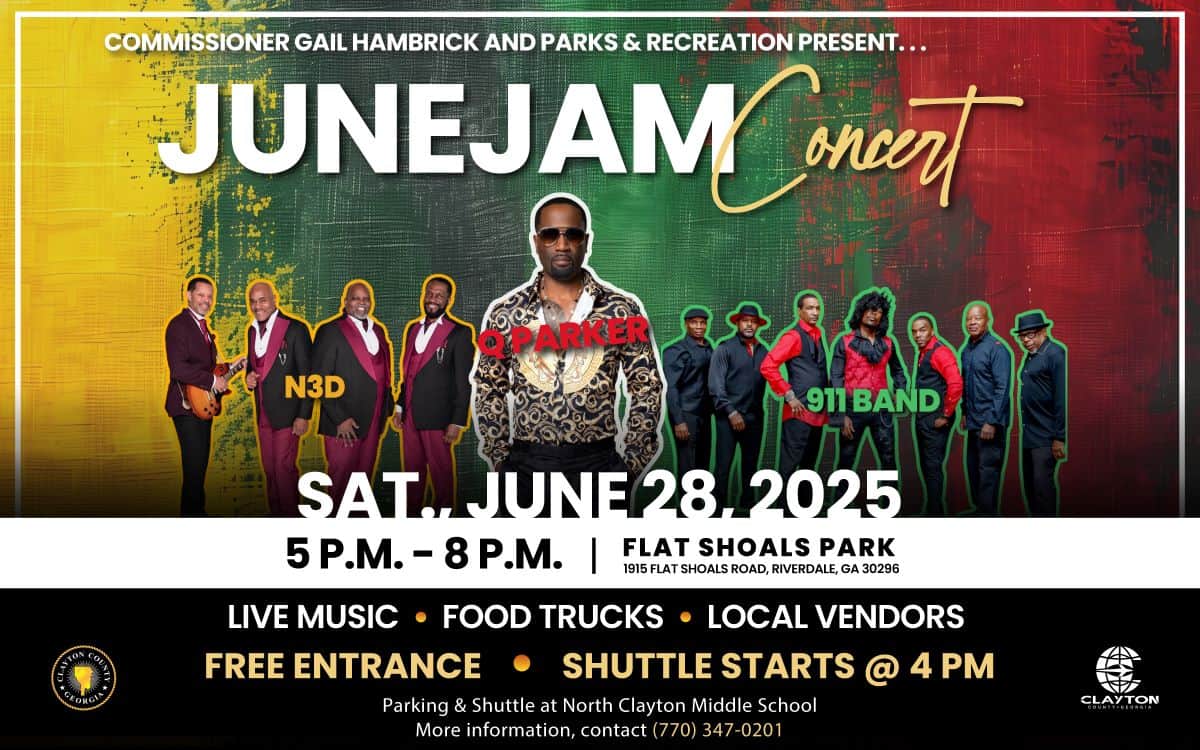 June Jam Concert Flyer for June 28th 2025 featuring N3D, Q Parker and 911 Band