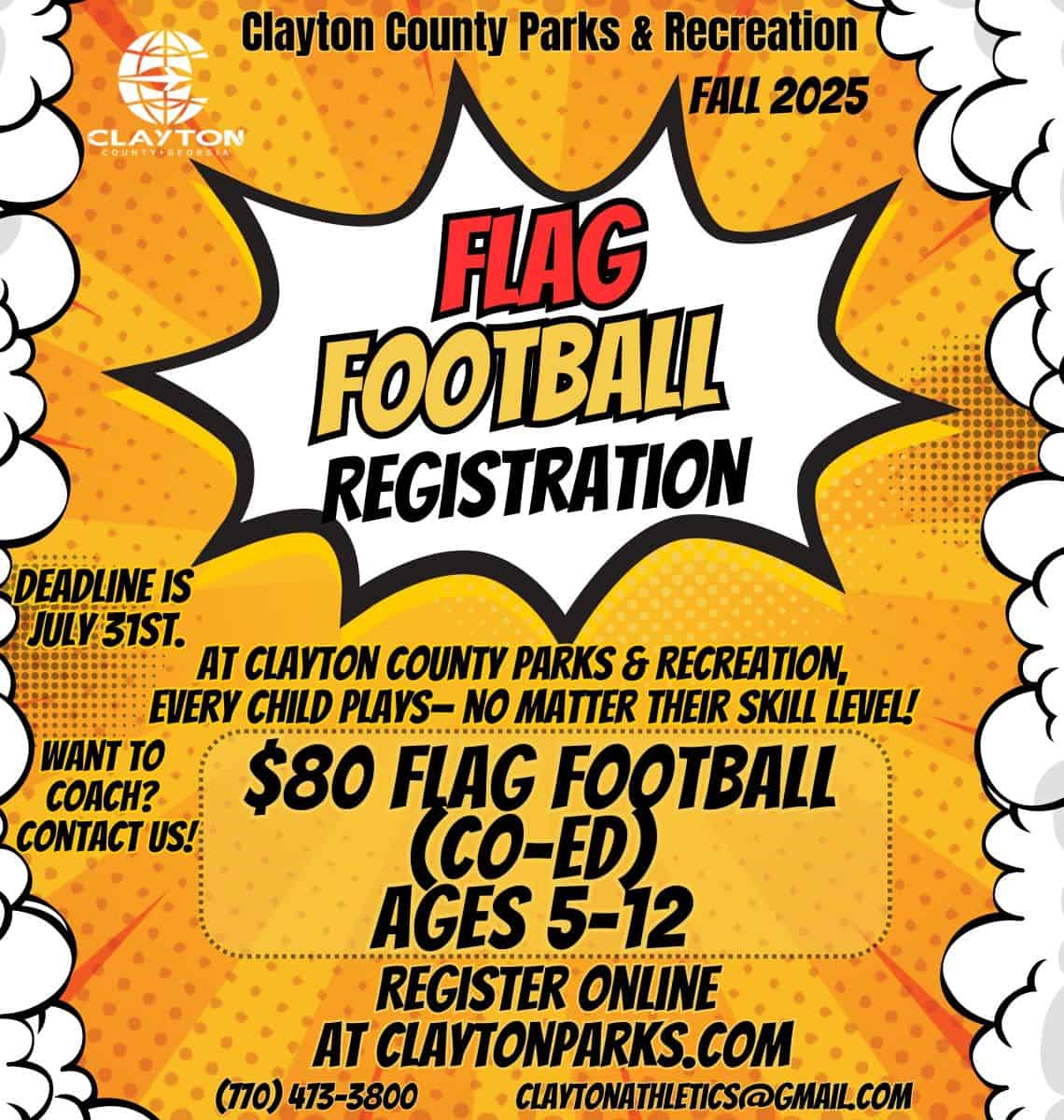 Fall 2025 Flag Football Registration Flyer