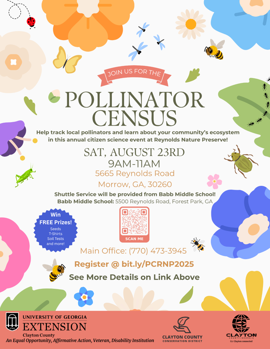 Pollinator Census flyer with flowers and insects