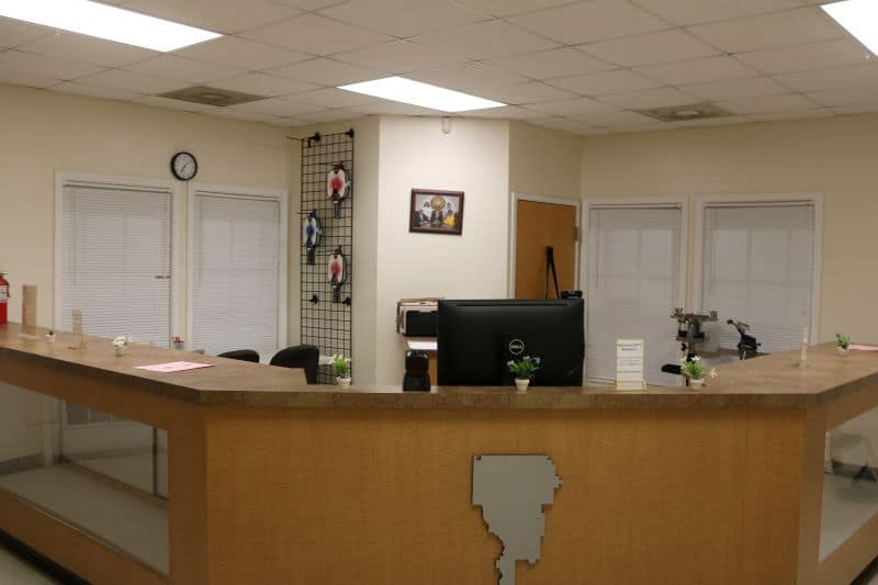 Front desk inside tennis center