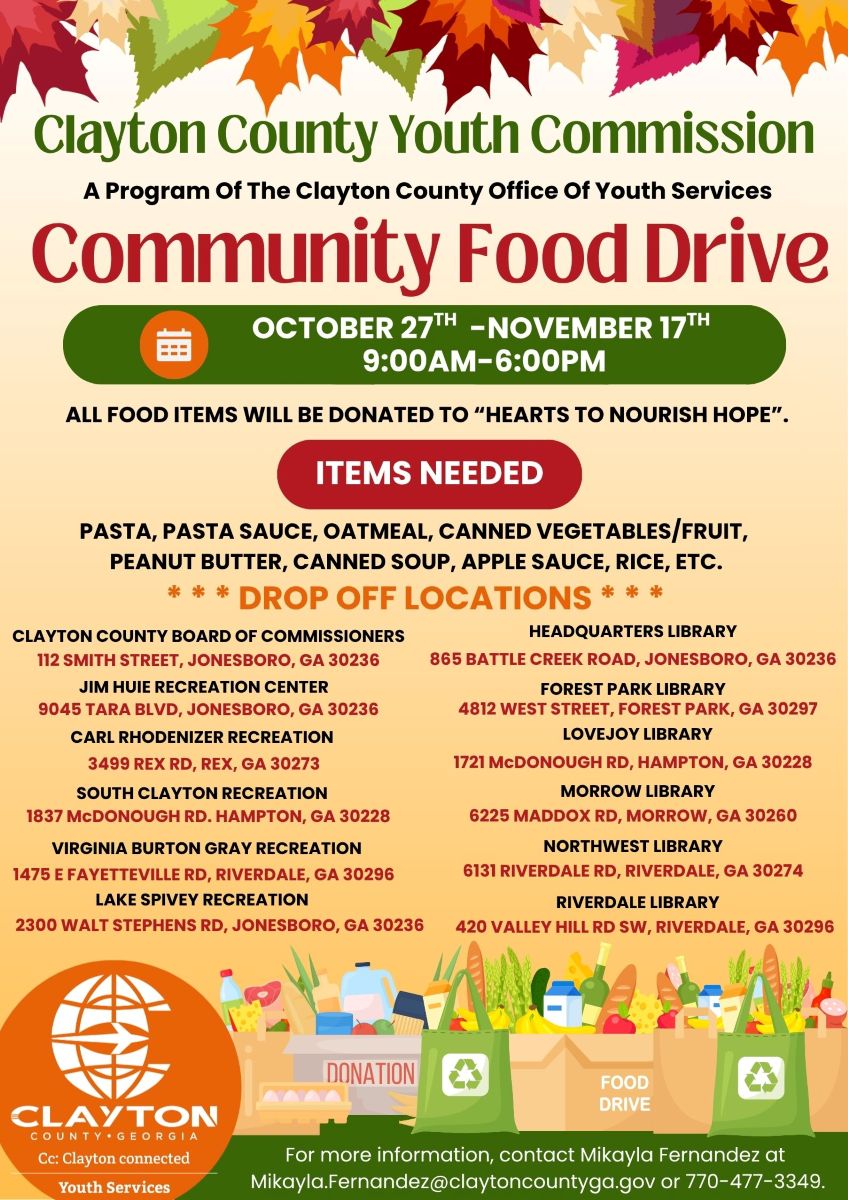 Community Food Drive for October 27th - November 17th flyer