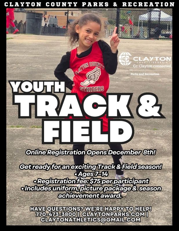 Youth Track and Field Registration flyer for December 2025