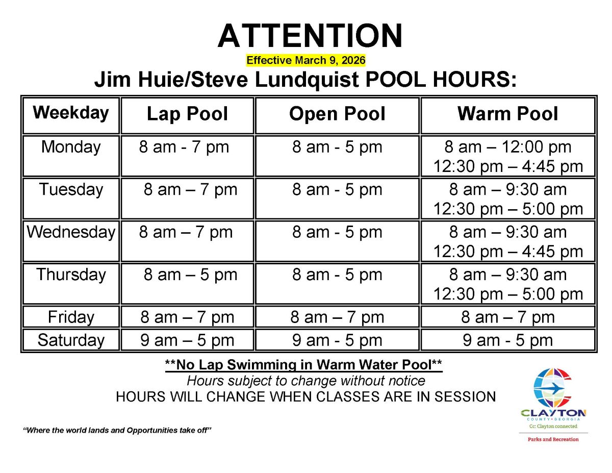 Jim Huie Pool hours March 2026
