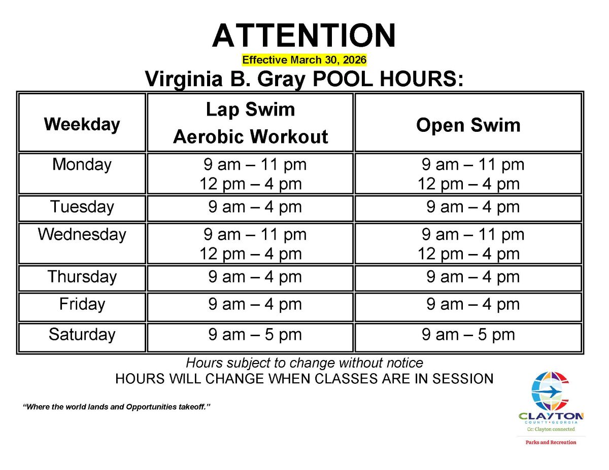 Virginia B. gray Pool hours March 2026