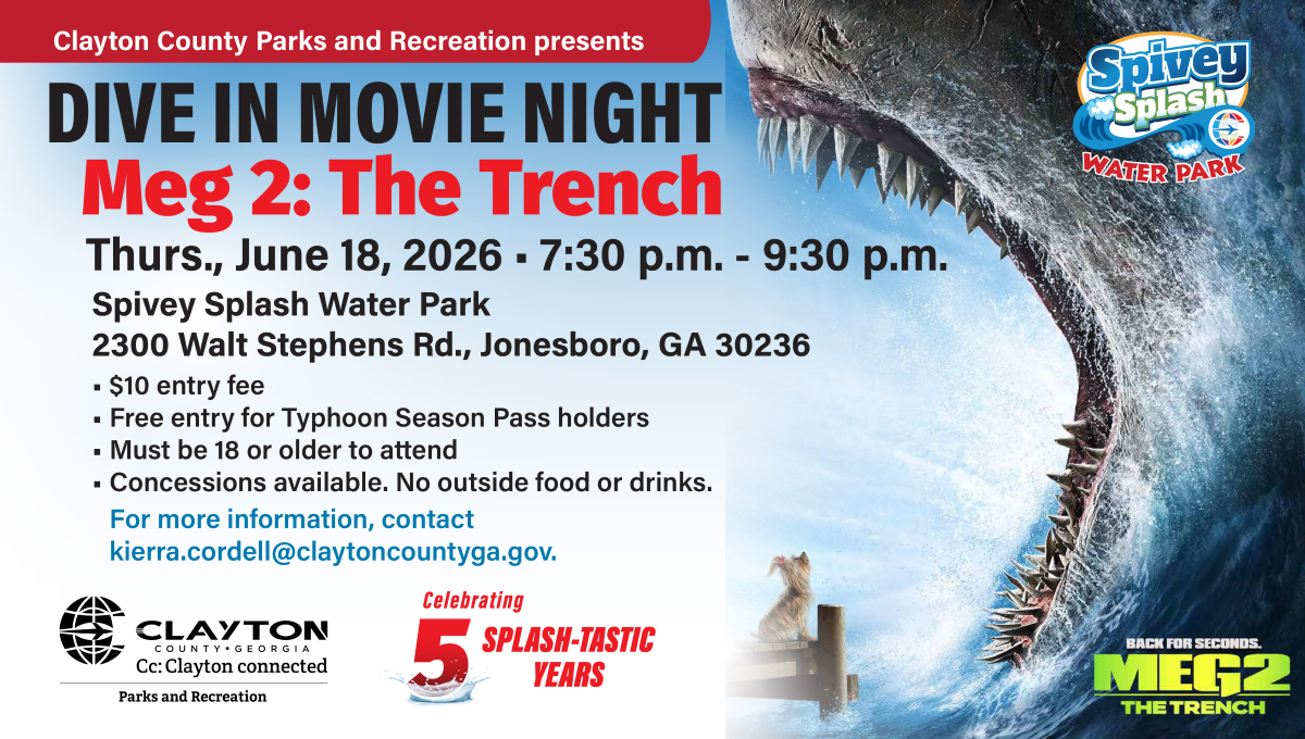 Dive In Movie Night featuring Meg 2: The Trench on Thurs. June 18, 2026 flyer
